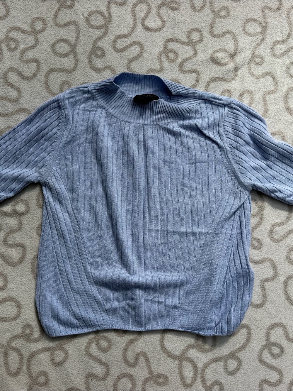 Topshop Pale Blue Ribbed Crewneck Sweater